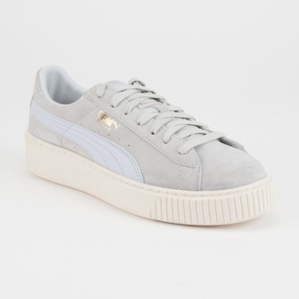 Puma suede platforms light blue RARE